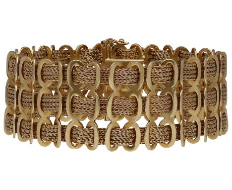 Gold-ArmbandAttraktives Design in Roségold 18K mit Kastenschloss und Achtersicherung.Länge 18,5 cm, 39,8 g.