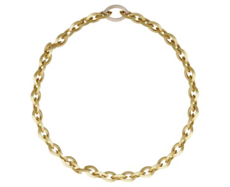 Gold-CollierModernes Designer-Schmuckstück in Gelbgold/Weissgold 18K.In Handarbeit gefertigtes Collier mit mattierten Gelbgol