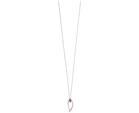Amethyst-Brillant-SetSchwungvolles Design in Weissgold 18K bestehend aus Collier, Ring und Ohrschmuck.(Ohrstecker mit Ohrmutt