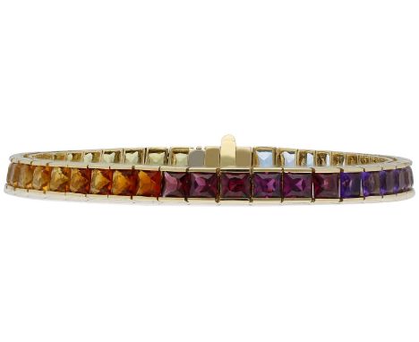 Schmuck-Set Farbkräftiges Edelstein-Schmuck-Set bestehend aus einem Bracelet und einemRing, signiert H. Stern in Gelbgold 18K