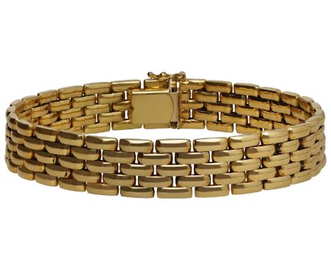 Gold-BraceletModernes Bracelet in Gelbgold 18K im Backsteinmuster, poliert.Länge 20 cm, Breite 1,2 cm, 45,7 g.