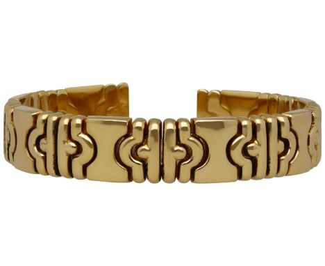 Gold-ArmreifModernes Design in Gelbgold 18K. Spann-Armreif mit zeitlosem Muster.Durchmesser 5,5 x 5 cm, Breite 1,2 cm, 33,5 g