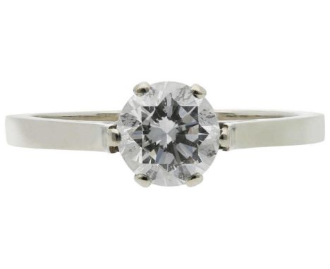 Solitär-RingKlassischer Solitär-Ring in Weissgold 18K, signiert Bucherer.Blickfang ist ein Brillant von ca. 0,8 ct (G/SI2) mi