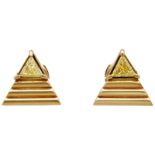 Fancy-Diamant-Ohrstecker Edles Schmuckpaar in Gelbgold 18K mit je einem Fancy-Diamanten im