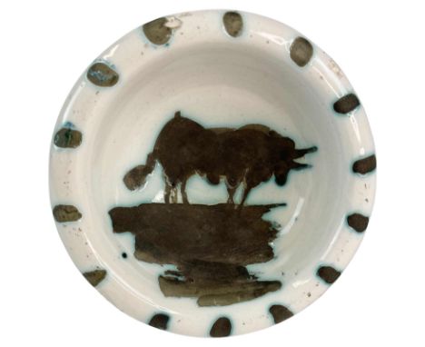 (*) Keramikobjekt Stier von Pablo Picasso, 1952. Durchmesser 14 cm. 500 Exemplare, Edition gestempelt. Guter Zustand, herstel