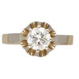 Solitär-Ring Edles Schmuckstück in Gelbgold/Weissgold 18K mit einem Brillanten von ca. 0,9 ct (F/