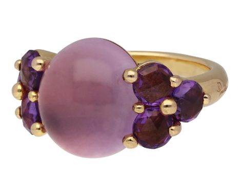 POMELLATO-Schmuckset-LumaSehr schönes Set bestehend aus Ohrschmuck und Ring in Roségold 18K.Feinste Amethysten-Cabochons von 