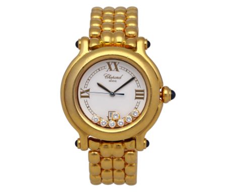 CHOPARD Armbanduhr Happy Sport 20 Jahre Happy Diamonds Limited Edition 237/1996, in Gelbgold 18K.Attaches und Krone besetzt m