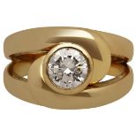 Solitär-Ring Edles Schmuckstück in Gelbgold 18K. Als Blickfang ein Brillant von 1,01 ct (D-E/LR-