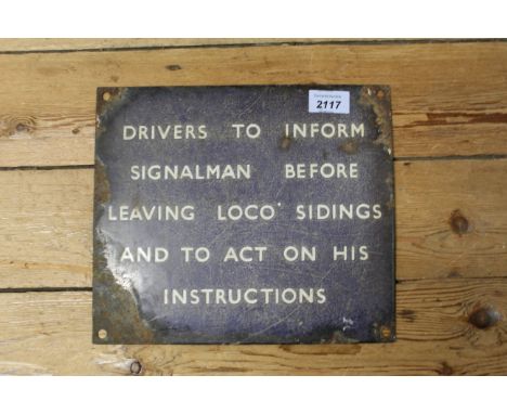 A vintage enamelled railway sign