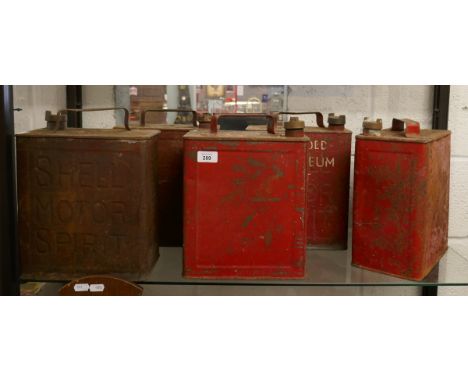 5 vintage fuel cans to include Shell 