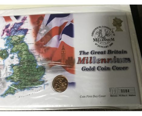 A gold Half sovereign coin first day cover .