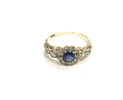 A 15ct gold sapphire and diamond ring, approx 2.4g and approx size N-O.