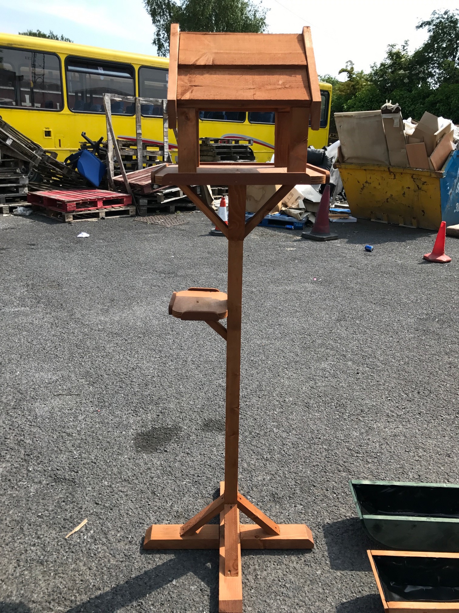 Hand Made Wooden Garden Bird Stand