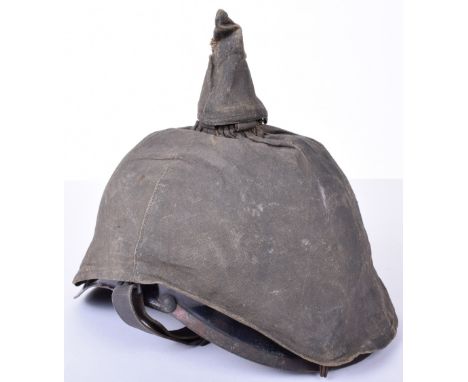 Ersatz Prussian Other Ranks Pickelhaube Complete with Original Trench Cover, an excellent condition one-piece all tin enliste