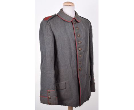 3rd Bavarian Infantry Regiment 1910 Enlisted Mans Battle Damaged Field Grey Tunic, nap of cloth weak in places, all original 