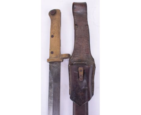 Ersatz M.88/98 Bayonet, generally very good condition blade, minor chips, all brass handle in its original steel scabbard wit