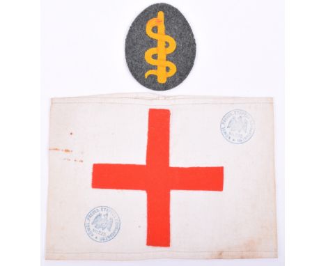 WW1 German Red Cross Armband and Medical Officers Cloth Arm Badge, felt cloth and embroidered oval arm patch excellent high q
