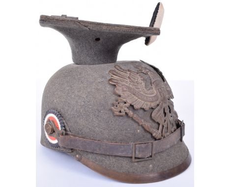 Prussian Felt Ersatz Other Ranks Uhlan Helmet, excellent condition ersatz felt body, strong skull with its non removable felt