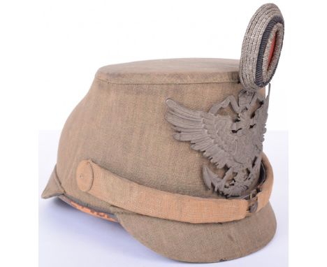 Prussian Sea Battalion Officers Cork Covered Helmet, an incredibly rare helmet being a canvas covered cork helmet belonging t