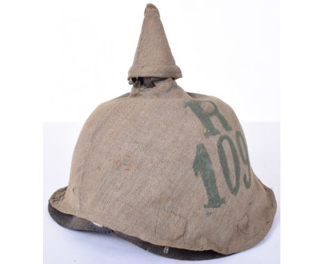 Baden Reserve Regiment 109 Other Ranks Ersatz Felt Pickelhaube with Original Regimentally Marked Trench Cover, all felt body 