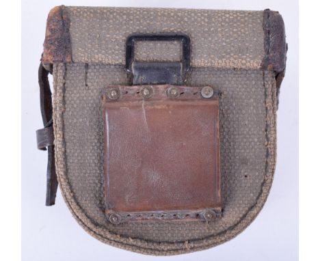 Rare Paper Cloth Construction Belt Worn Container For an Item of Artillery Measuring Equipment, complete with its leather bel