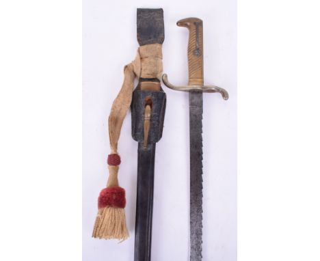 Model 1871 Saw Back Bayonet, a rare bayonet originally being a dress bayonet with fully etched blade, which has been reconver