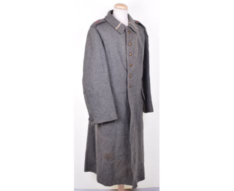 1908 Pattern Bavarian Greatcoat, the all grey 1908 pattern, good nap to cloth, some light staining at the front, Bavarian arm