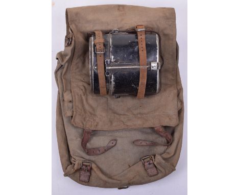 WW1 German Soldiers Tornister (Backpack) With Mess Tin Set, all canvas tornister constructed in field grey canvas, faint trac