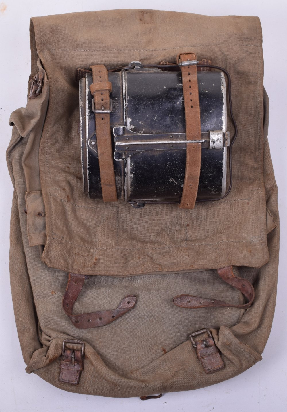 WW1 German Soldiers Tornister (Backpack) With Mess Tin Set, all canvas