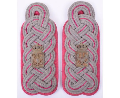 Army Military Pharmacists Matched Pair of Shoulder Boards, pink underlay with grey cloth knotted top with pink stitch to the 