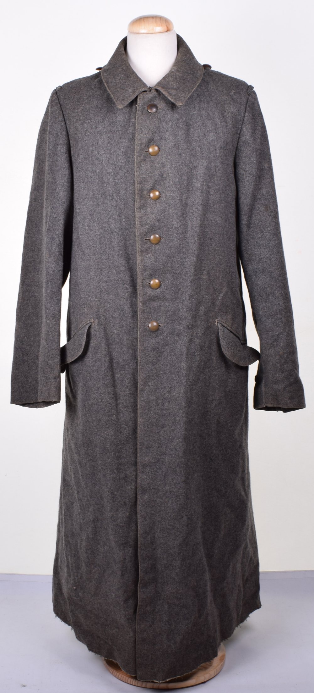 WW1 German All Stone Grey Simplified Greatcoat with domed buttons, good ...