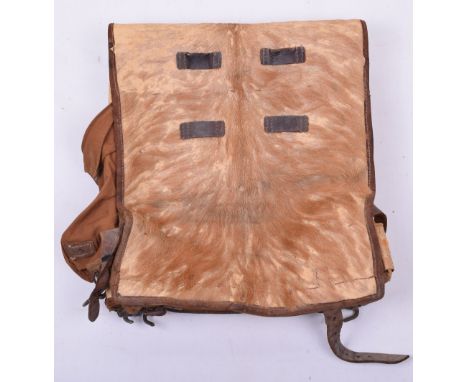 WW1 German Soldiers Tornister (Backpack), a good example of the fur covered tornister, army group marked to the interior ‘B.A