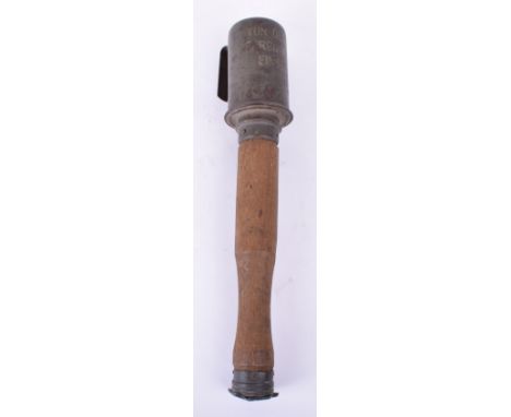 German Inert Stick Grenade, marked ‘5 ½ seconds’ to wood haft, dated ‘4.1.18’ complete with head. Much of the original field 