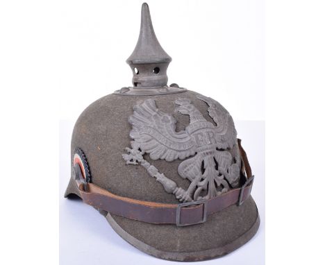 Prussian Enlisted Mans Ersatz Felt Pickelhaube, good felt bodied Prussian pickelhaube, all the fittings match in the  chemica