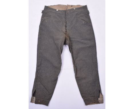 Rare Bavarian M.15 Stiefelhose (Breeches), grey green cloth, slight staining around the crotch area with two small minor repa