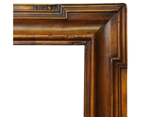 A Dutch Nutwood Easel Frame, 17th century, with ogee sight, plain front edge, reverse hollow and projecting corners, 29.2x35c