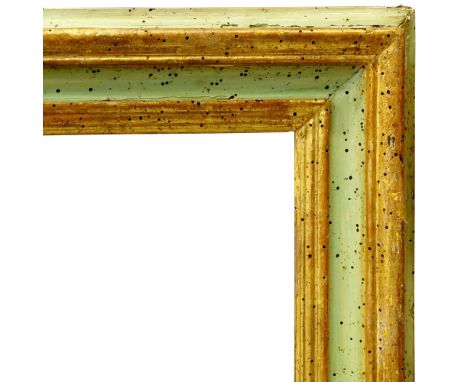 An Italian Light Green Painted and Parcel Gilded Salvator Rosa Frame, 17th century, with cavetto sight, ogee, hollow, plain t