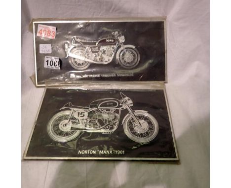 Two plastic Norton Motorbike plaques to include 850 MK3 Commando Interstate. UK P&amp;P Group 2 (£20+VAT for the first lot an