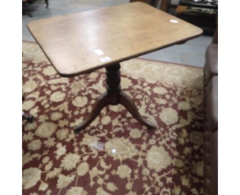 Rectangular walnut tilt top table on tripod supports, 60 x 80 x 75 cm H. Not available for in-house P&amp;P