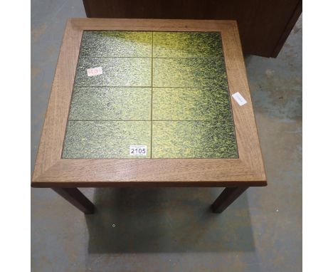 Small tile top teak occasional table, 53 x 53 x 41 cm H. Not available for in-house P&amp;P