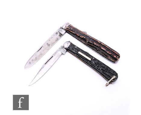 A George Wostenholm I XL lock knife with stag horn scales, steel bolster and suspension loop, length when closed 11.5cm, toge