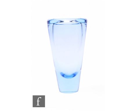 Per Lutken for Holmgaard, an aqua blue glass 'Unimak vase, circa 1960, of conical form, engraved marks to base and no.76615, 