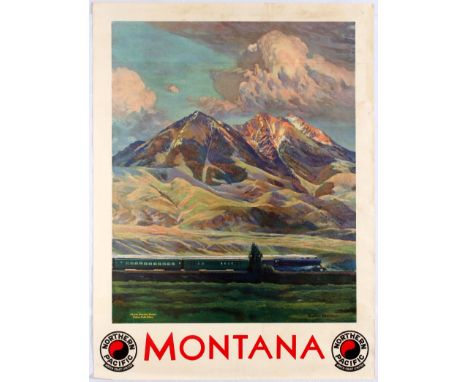 Original vintage travel poster advertising Northern Pacific Railway and Montana as a tourist destination. Gustav Krollmans pa