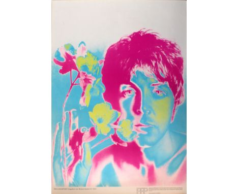 Original vintage poster for The Beatles featuring an iconic psychedelic Pop Art style image of Paul McCartney with pastel flo