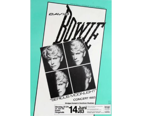 Original vintage advertising poster in German: Fritz Rau   Hermjo Klein present: David Bowie Serious Moonlight Concert 1983 &