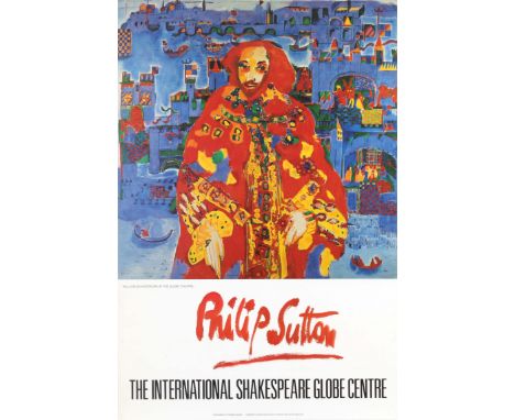 Original vintage advertising poster promoting an exhibition of works by British artist Philip Sutton, held at The Internation
