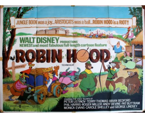Original vintage film poster for  Robin Hood, a 1973 American animated musical comedy-adventure film produced by Walt Disney 