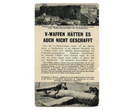 Original vintage airborne leaflet propaganda flyer issued in Great Britain to be dropped over the Nazi Germany, it is entitle