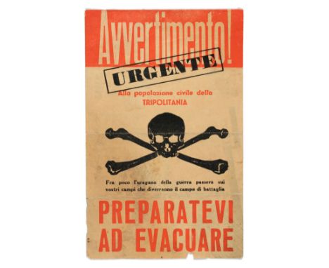 Original vintage airborne leaflet propaganda flyer issued in Great Britain to be dropped over Italy. Avvertimento! URGENTE (U